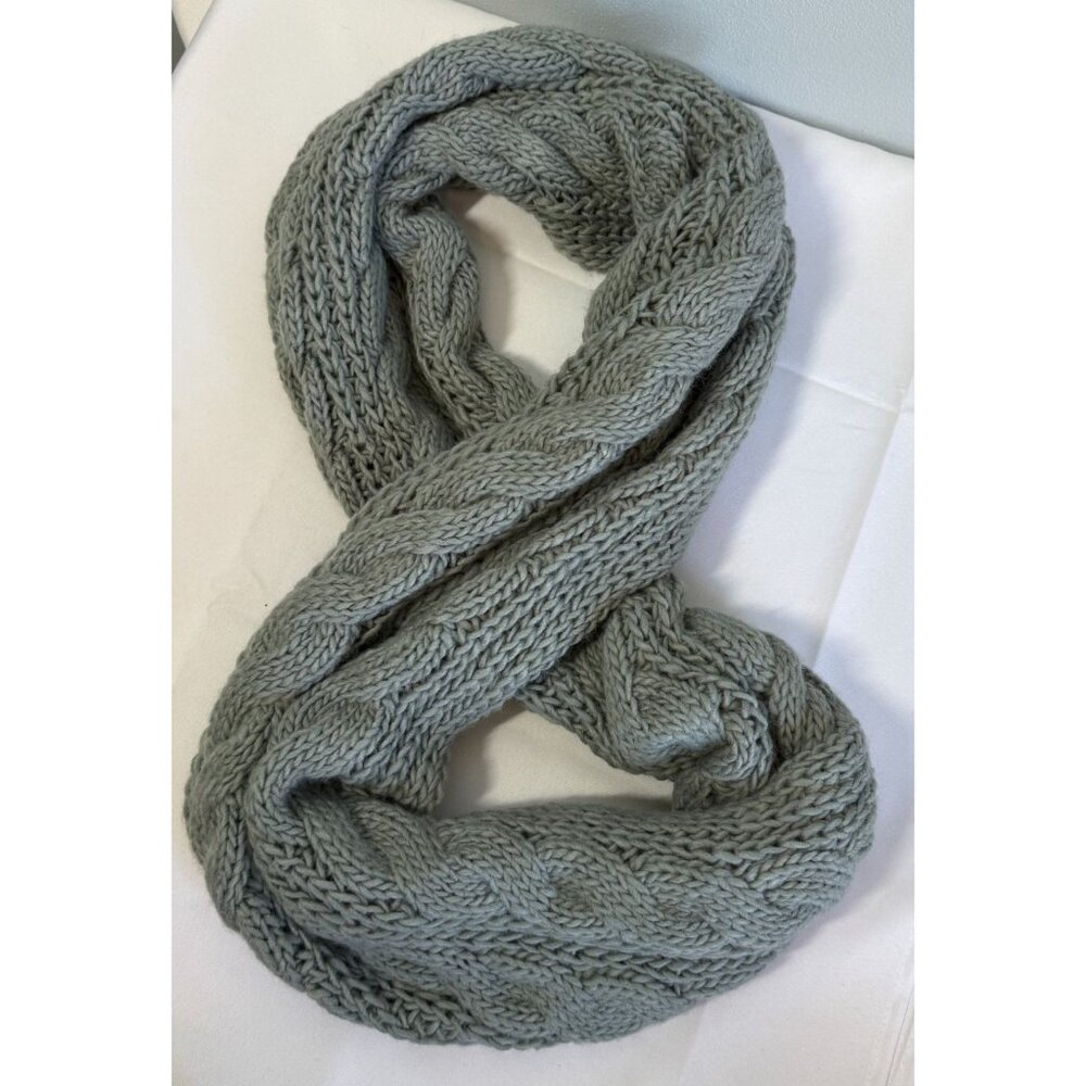 Queenfur Womens Thick Cable Knit Ribbed Infinity Circle Loop Scraf Gray Winter